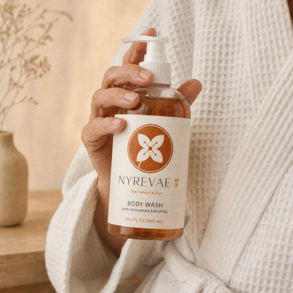 Nyrevae Persimmon Body Wash in hand