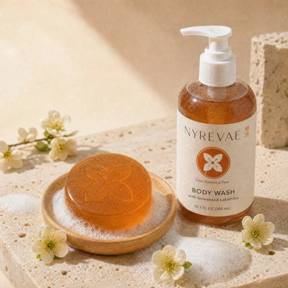Nyrevae soap lathering on the bamboo soap dish